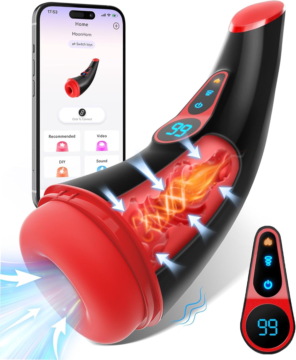 Elektrischer Masturbator Stroker Blowjob mit 9 Saugmodus & 9 Vibrationsmodi