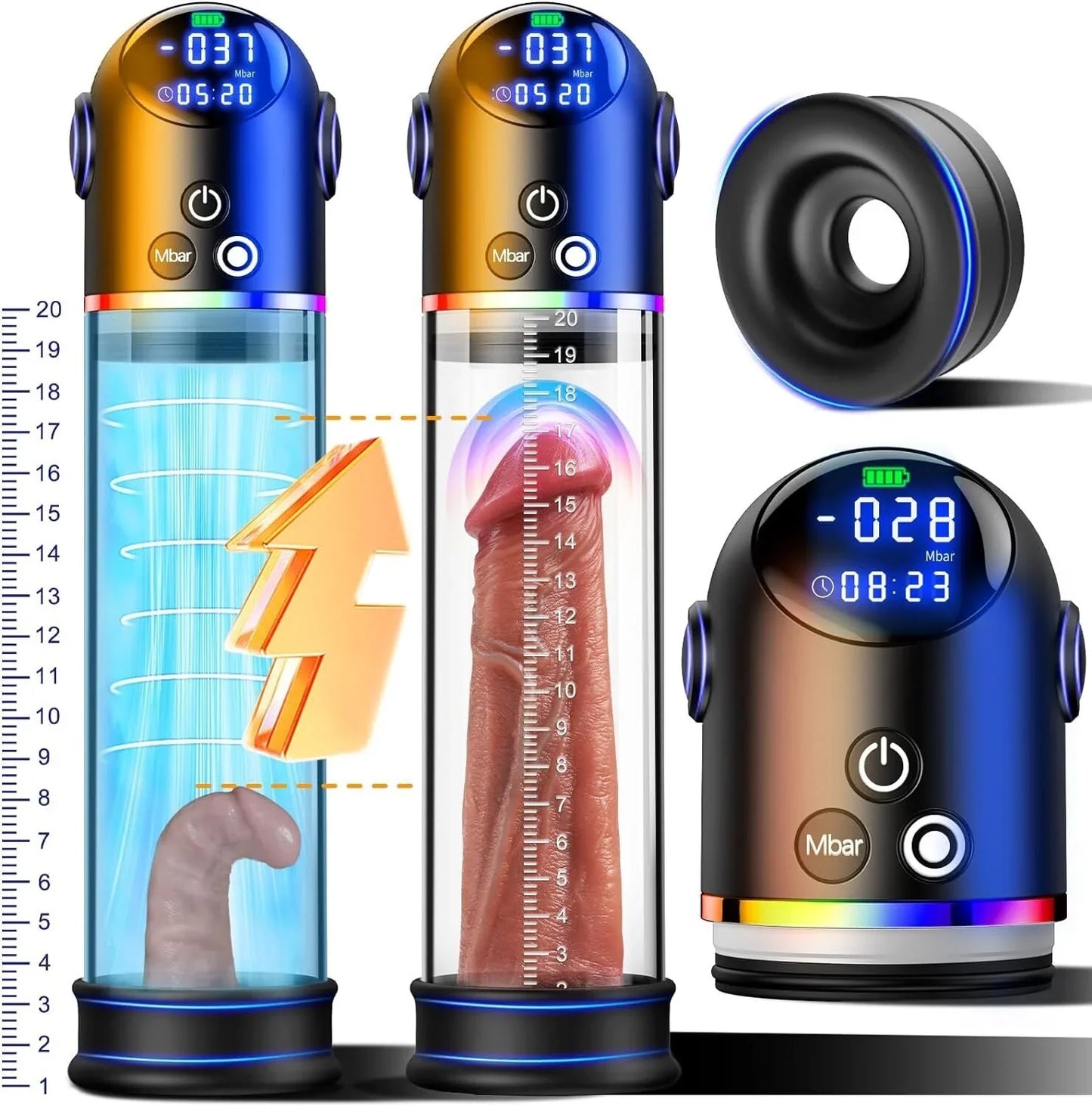 2 in 1 Vakuum Penispumpe Automatischer Masturbatoren mit 4 Saugmodi