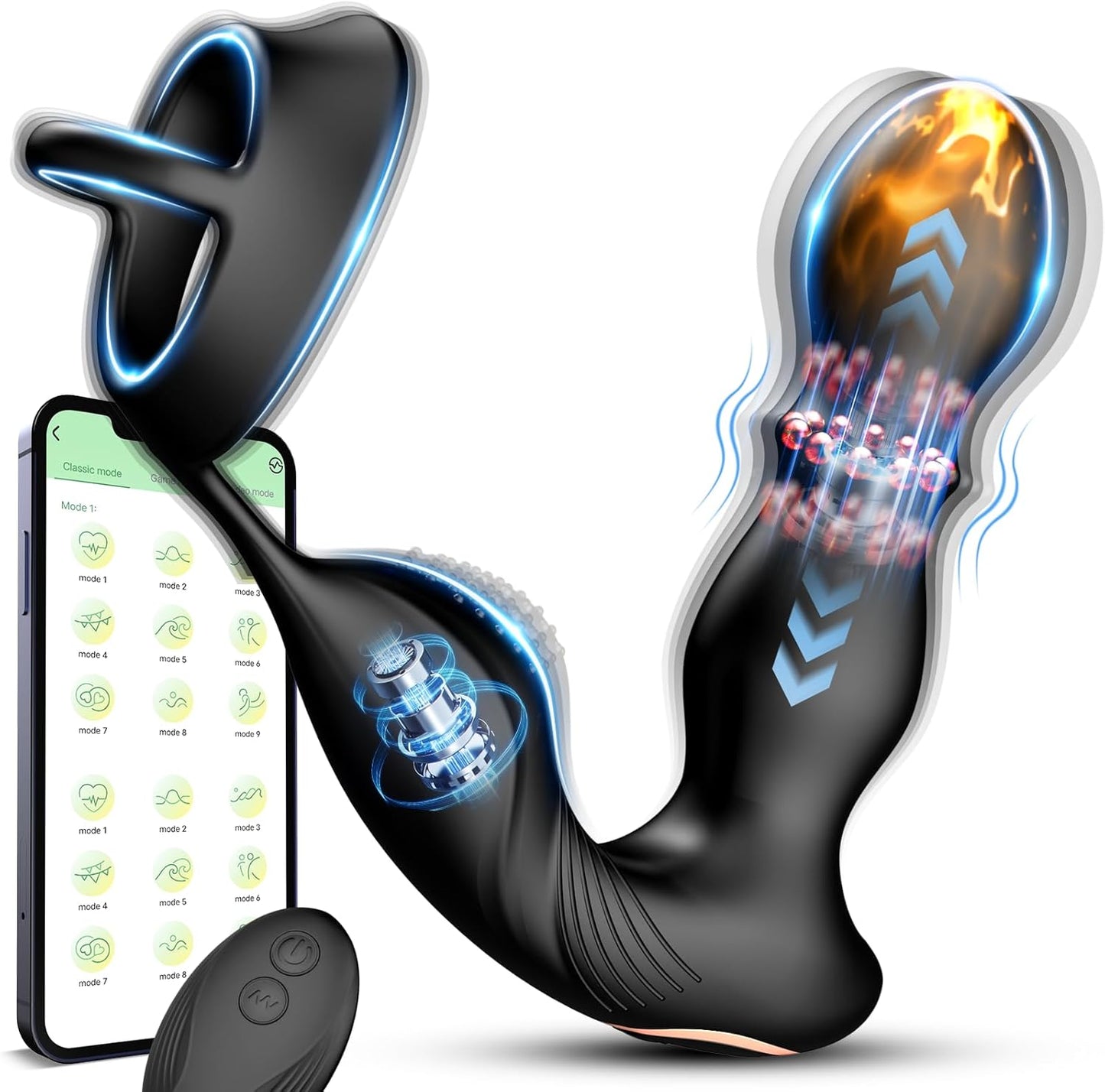 Prostata Massagegerät Rollender Analplug mit 10+10 Leistungsstarken Stimulationsmodi