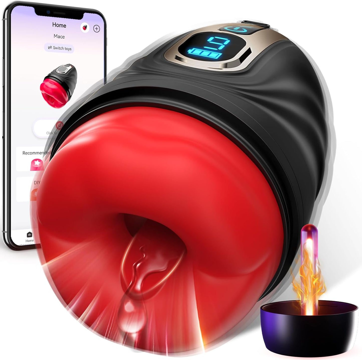 2 IN 1 Elektrischer Masturbieren Penistrainer Vibrator Stroker mit 9 Vibrationsmodi