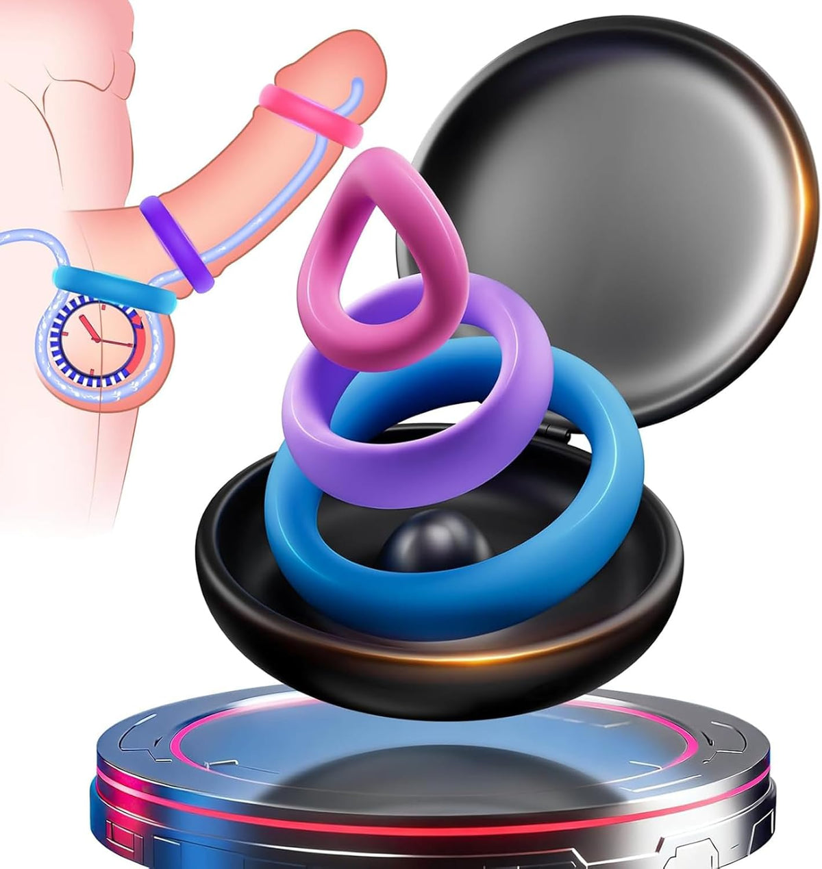 3PCS Farbig Silikon Penisring Set Penisvergrößerung Masturbator