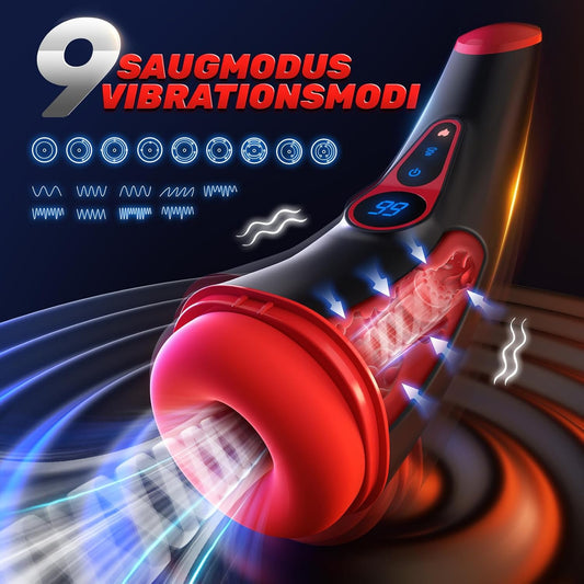Elektrischer Masturbator Stroker Blowjob mit 9 Saugmodus & 9 Vibrationsmodi