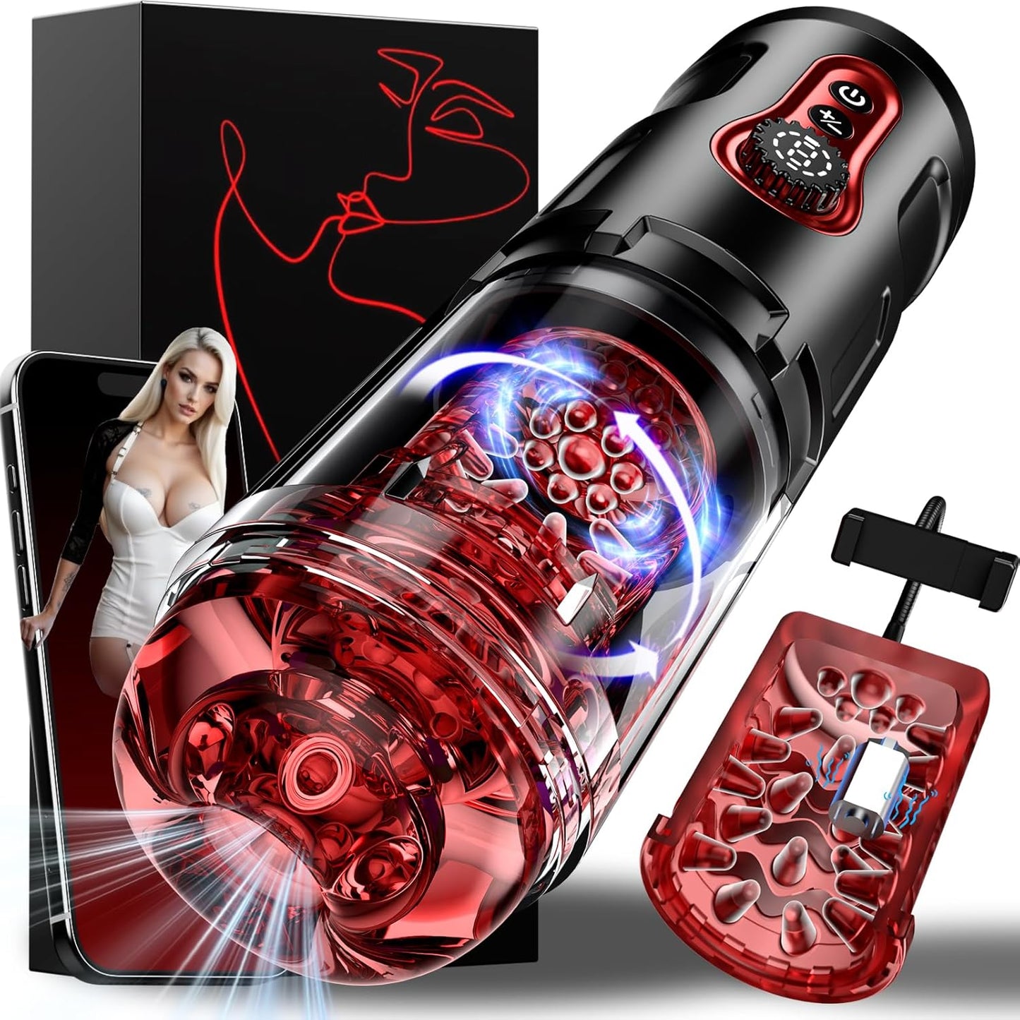 Automatischer Masturbator Penispumpe Blowjob-Maschine mit 5 Stößen und 9 Rotationen
