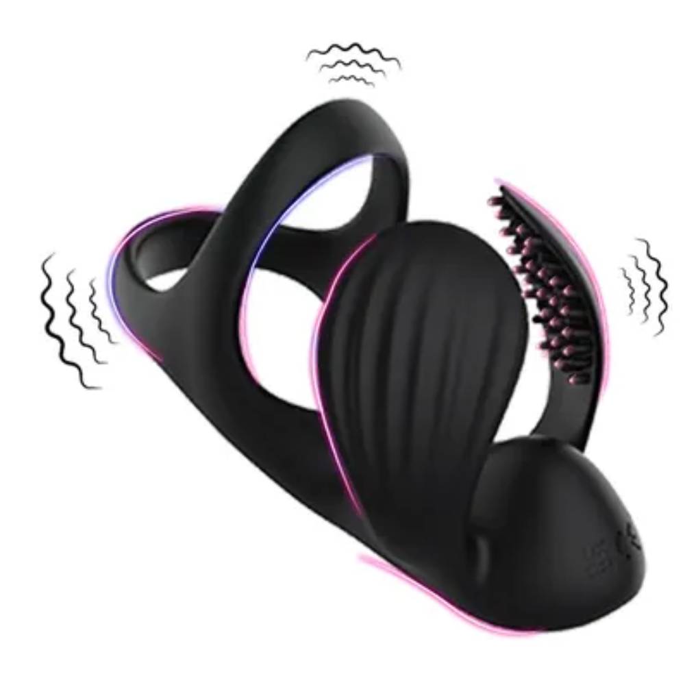 Elektrischer Hodenvibrator Massagegerät Penistrainer Cock Ring mit 9 Vibrationsmodi