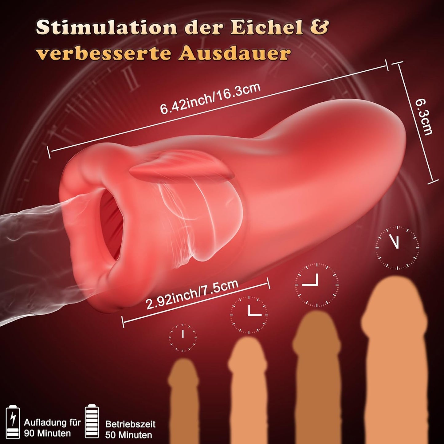 Handfrei Penistrainer Stroker Blowjob Taschenmuschi mit 9 Zungenvibrations & 3 Saugmodi