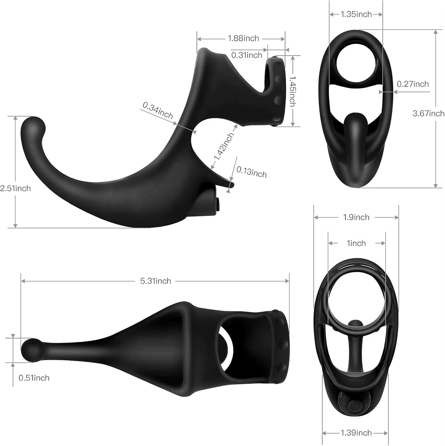 Analvibrator Prostatamassagegerät Penistrainer Cockring mit 4 Stimulations