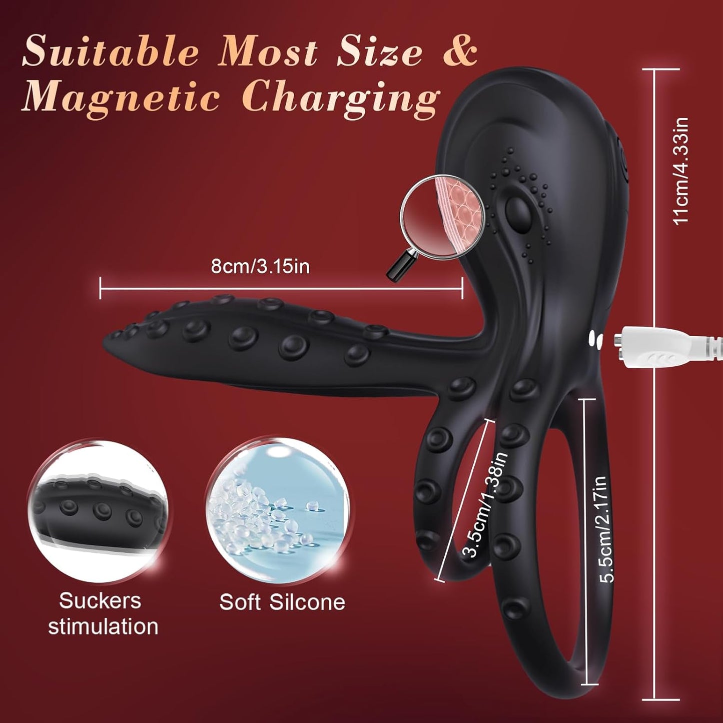 Oktopusförmiger Penisring G-Punkt & Penis Stimulator mit 10 Vibrationsmodi