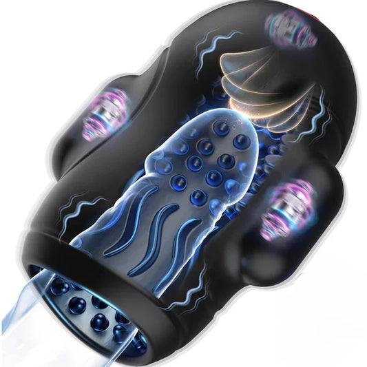 4 IN 1 Penis Trainer Eichel Stimulator Blowjob Masturbator mit 10 Bieten & 10 Vibrations