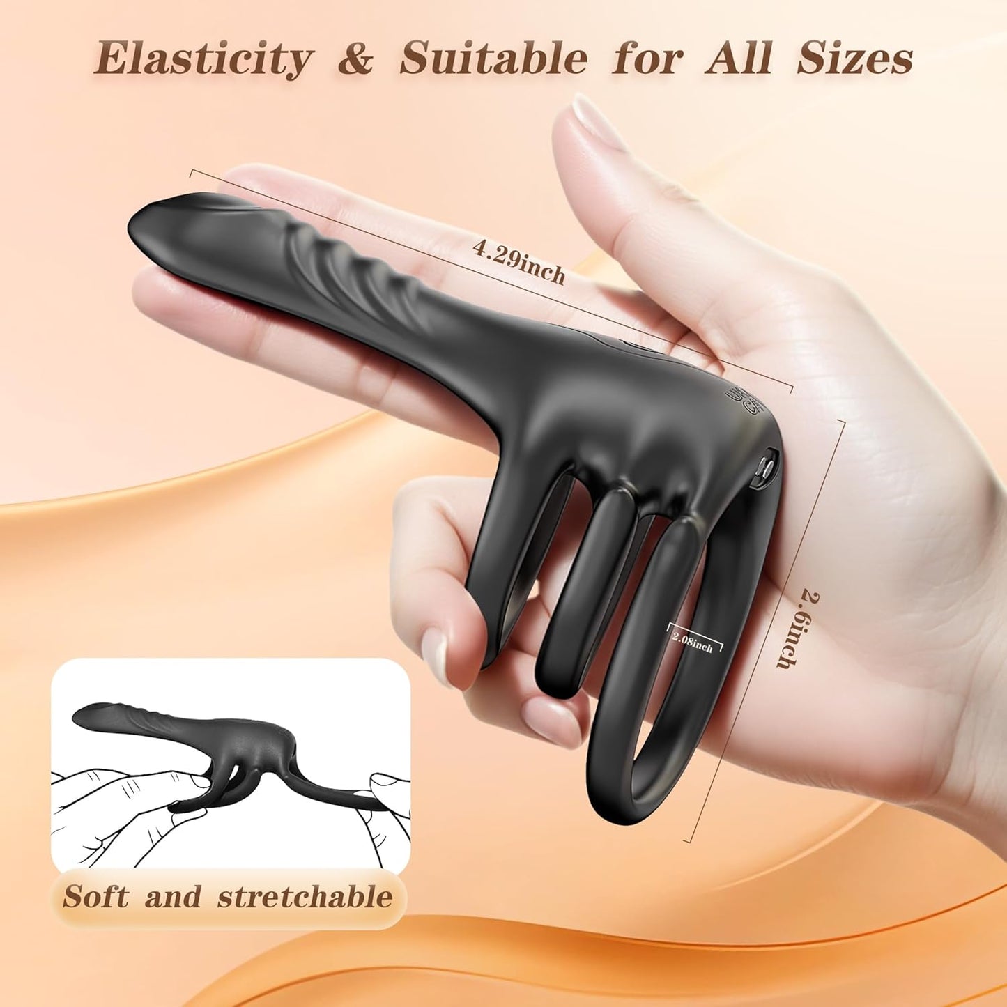 Finger Penis Trainer Vibrator Cockring Klitorisstimulator mit 3 Ringen & 9 Vibrationsmodi