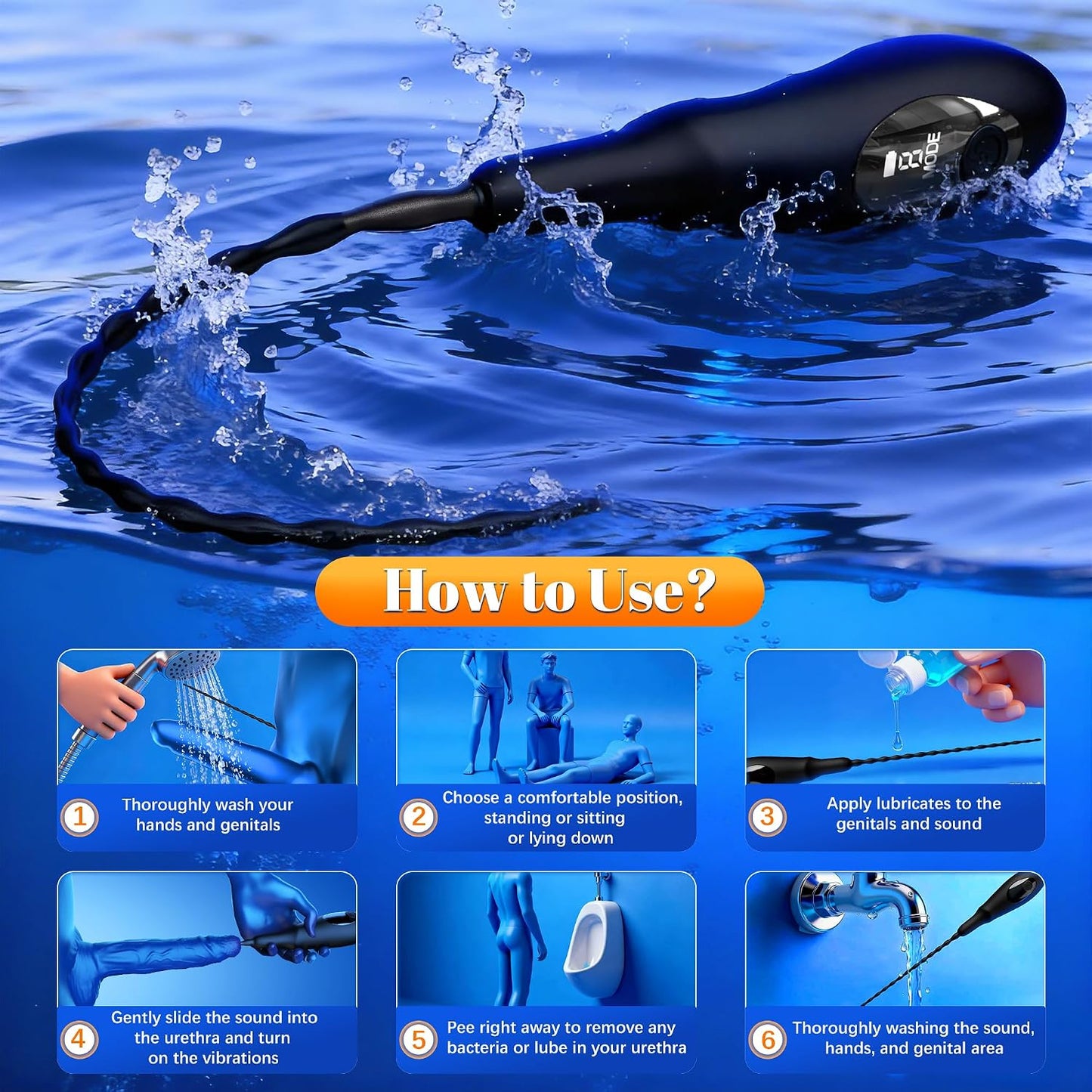 Penisplug Vibrator Harnröhrenstimulator Prostata Stimulator mit 9 Vibrationsmodi