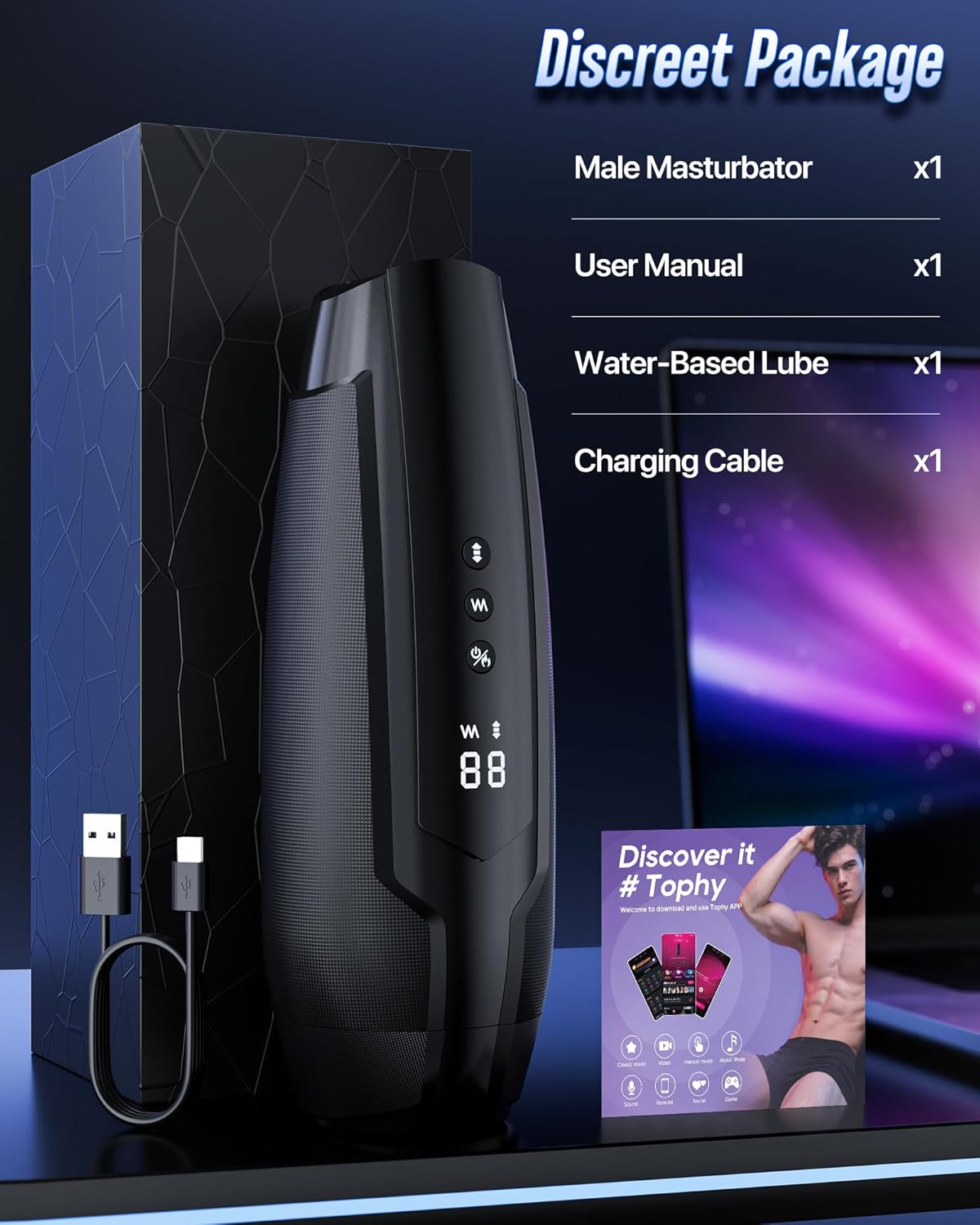 360° Heiz KI-gesteuerter Masturbator Stroker Blowjob mit 7 Stoß & 7 Vibrationsmodi