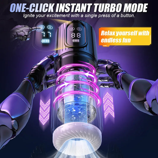 LCD-App-Steuerung Penis Masturbatorpumpe mit 7 Stoß & 7 Rotations & 5 Saugfunktionen