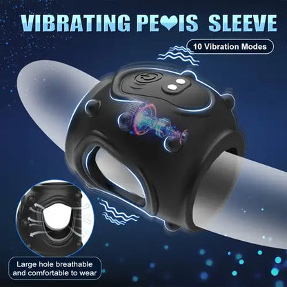 360° Rundum Penishülle Cock Ring Vibrator Glans Trainer with 10 Vibrationsmodi