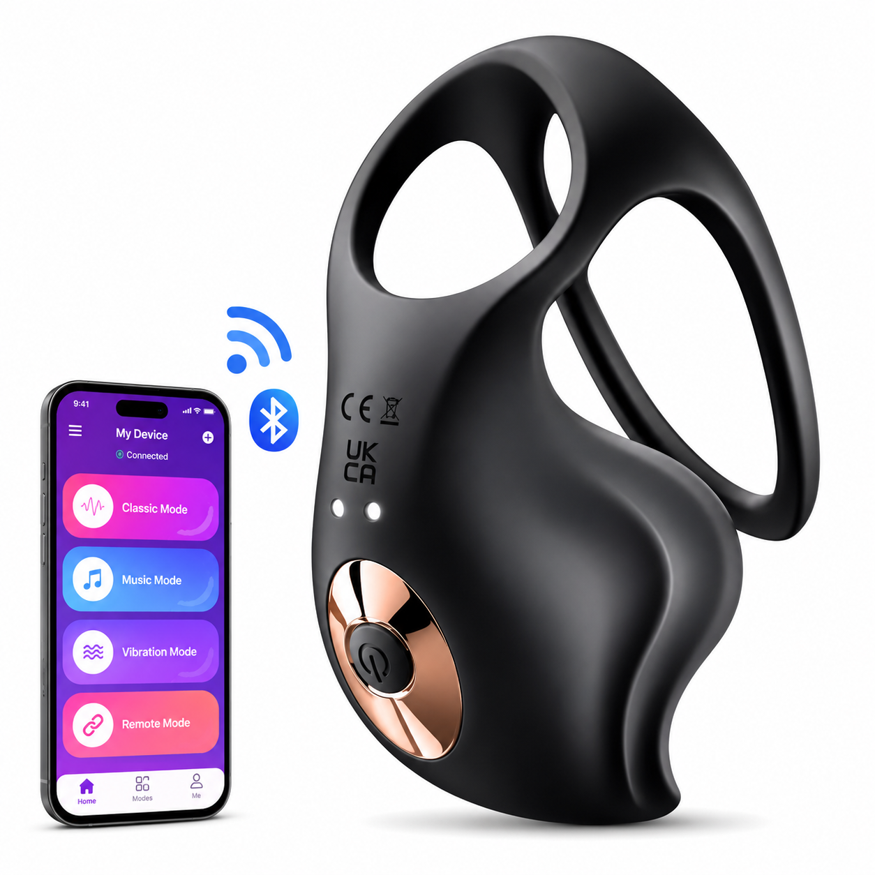 App-Steuerung Penisring Ejakulation Hodenmassage Eichel Trailer mit 10 Vibrationsmodi