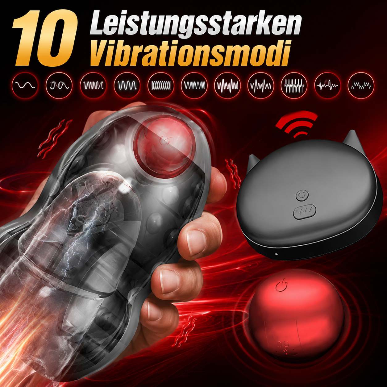 Eicheltrainer Stimulator Masturbatoren mit 10 Leistungsstarken Vibrationsmodi