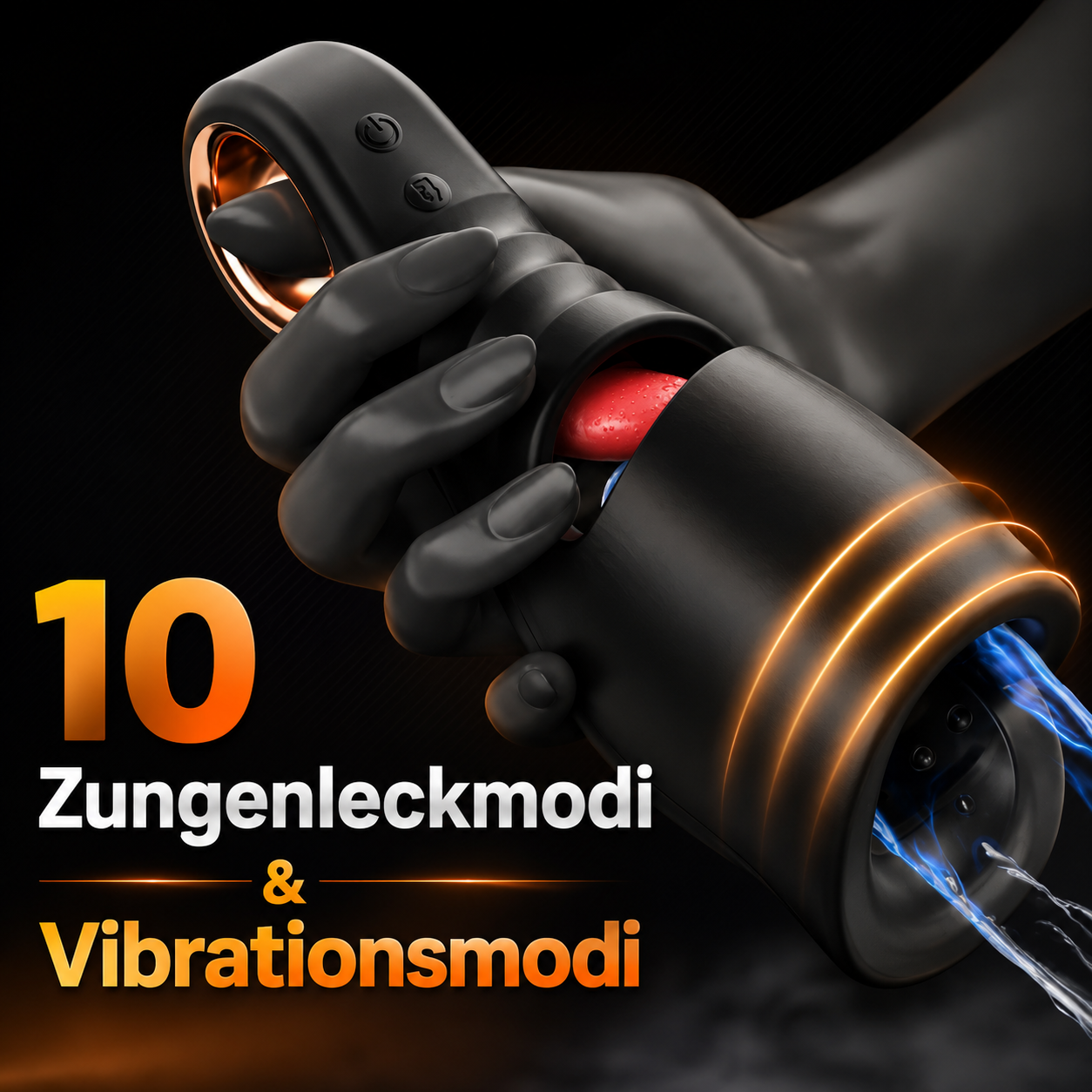 Elektrischer Penistrainer Eichelstimulator mit 10 Zungenleckmodi & Vibrationsmodi