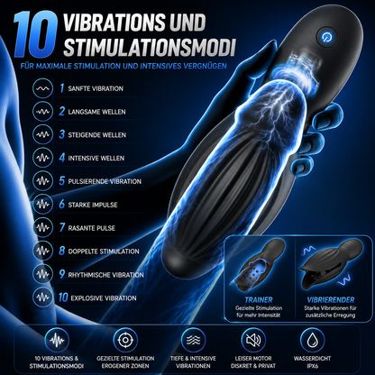 Elektrischer Penistrainer Vibrator Masturbator mit 10 Vibrations und Stimulationsmodi