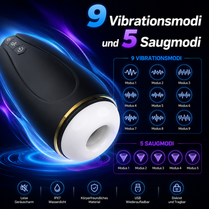 Automatischer Masturbationsbecher Glans Stimulator mit 9 Vibrationsmodi und 5 Saugmodi