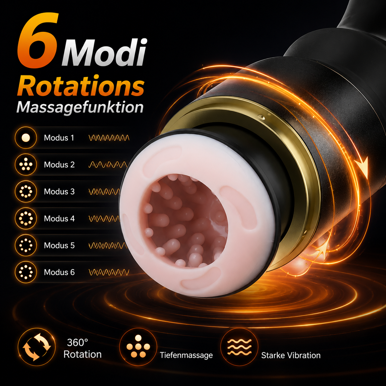 Elektrischer Masturbator Cup mit 6 Modi Rotations Massagefunktion