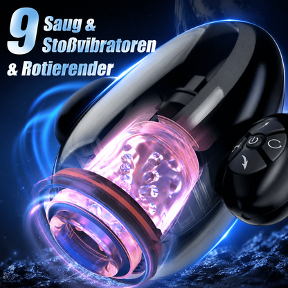 Automatischer Masturbator Penistrainer Stroker mit 9 Saug & Stoßvibratoren & Rotierender