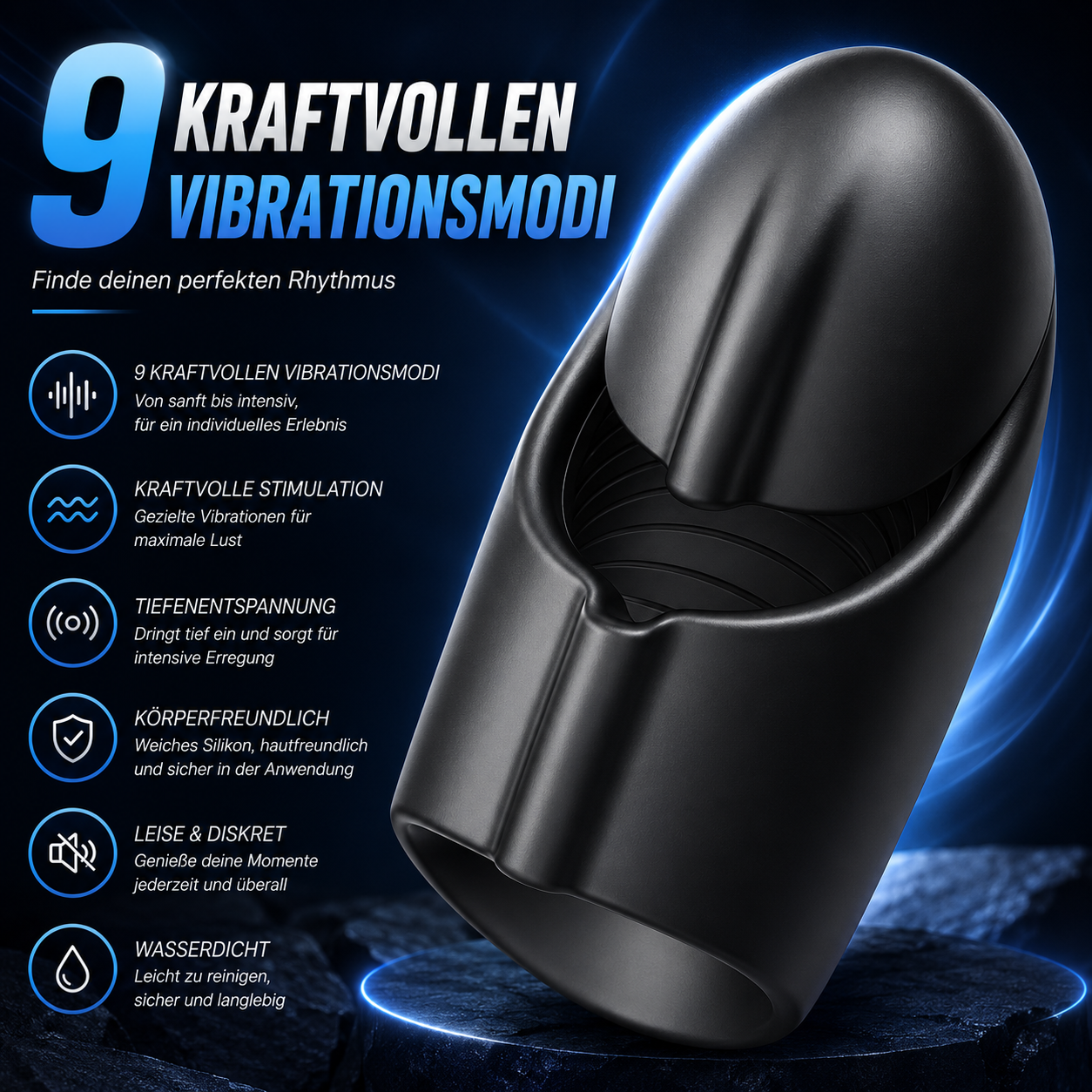 Automatischer Penisvibrator Glans Trainer Stimulator mit 9 Kraftvollen Vibrationsmodi
