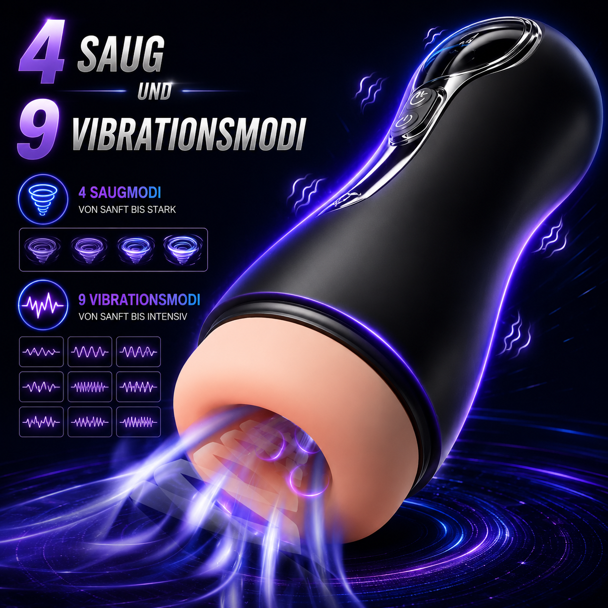 Automatischer Masturbator Penis Stroker Sexmaschine mit 4 Saug und 9 Vibrationsmodi