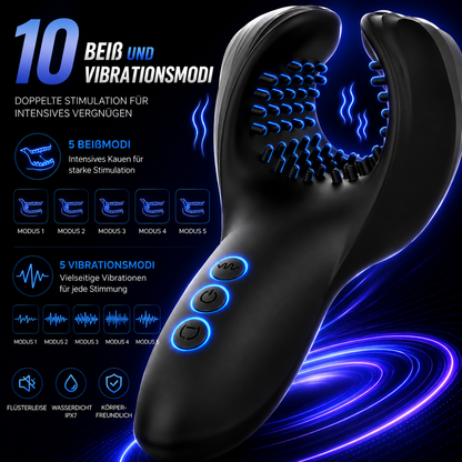 3 IN 1 Penistrainer Vibrator Trainingsset Masturbatoren mit 10 Beiß- und Vibrationsmodi