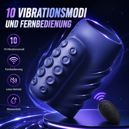 Penistrainer Vibrator Cockring Penishülle Stimulator mit 10 Vibrationsmodi und Fernbedienung