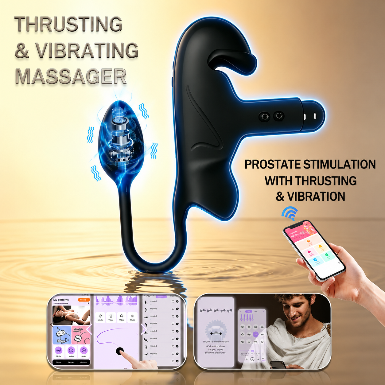 Penis Trainer Vibrator Cockring Analplug mit 10 Stoss & Vibratonmodi