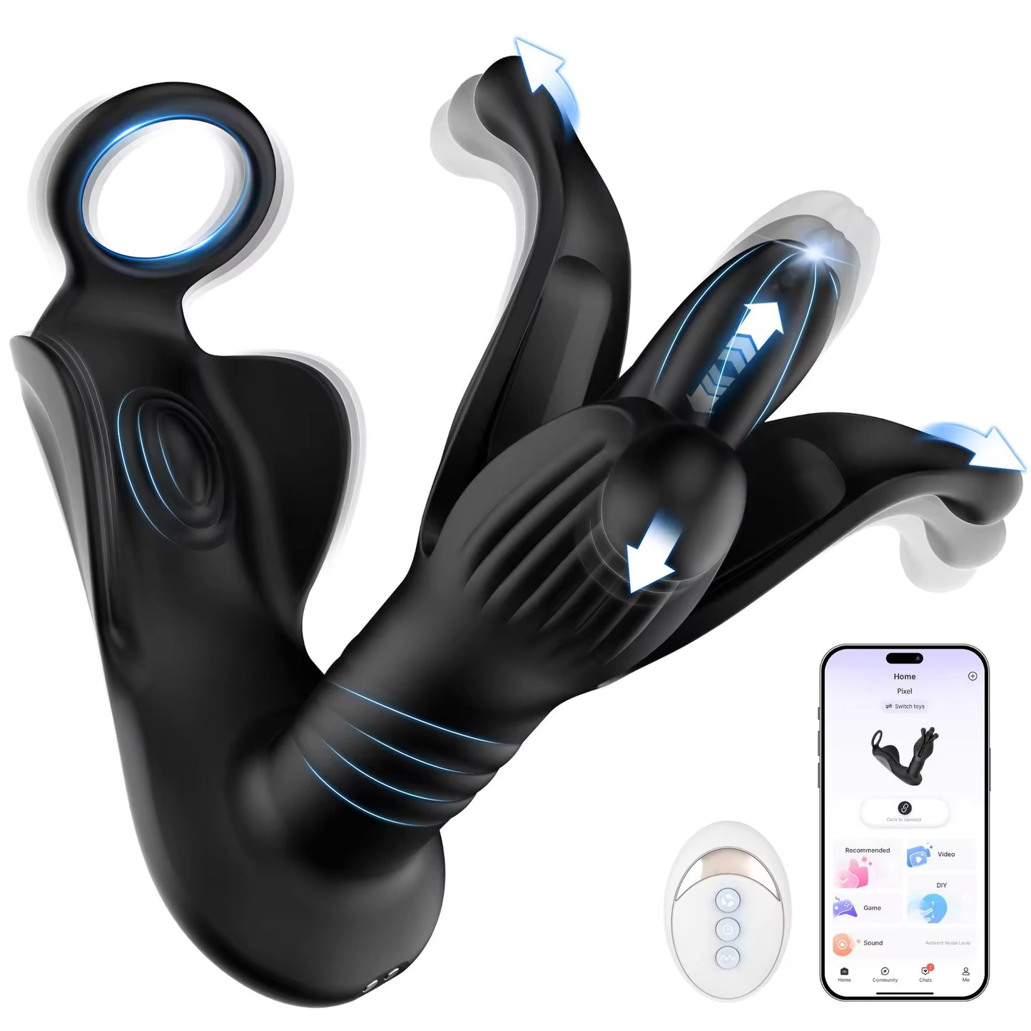 Prostata Massagegerät Anal Buttplug Vibrator mit 9 Spannungs Schock Klapp Stoßvibrationsstufen