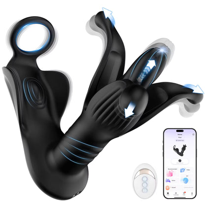 Prostata Massagegerät Anal Buttplug Vibrator mit 9 Spannungs Schock Klapp Stoßvibrationsstufen