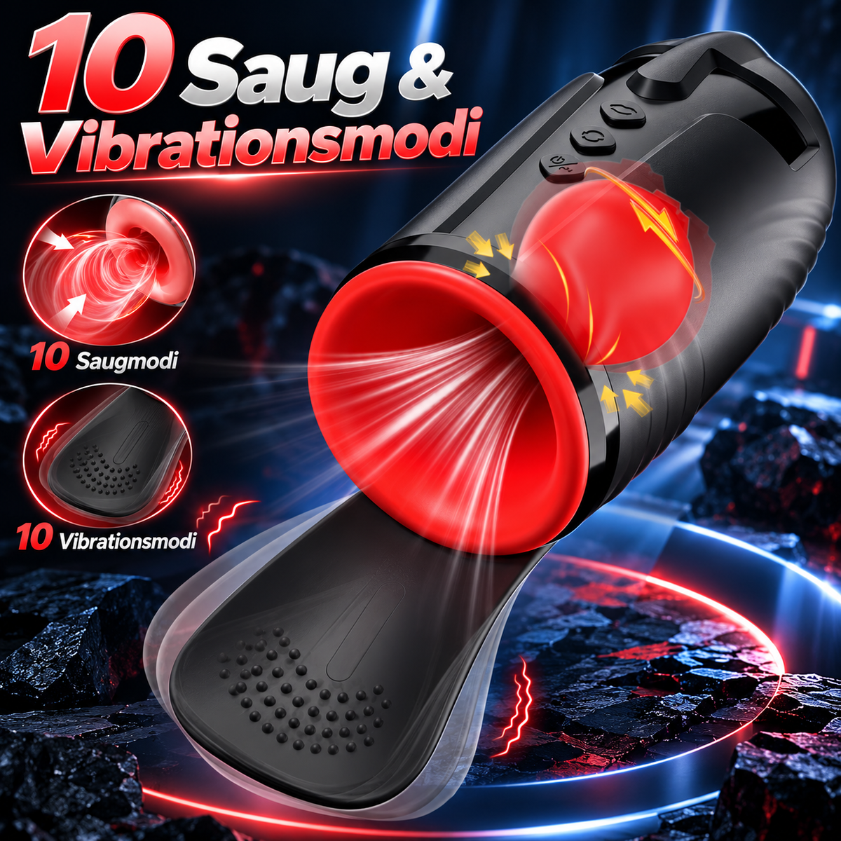 360° Spin Eicheltrainer Penisvibrator Masturbator mit 10 Saug und Vibrationsmodi