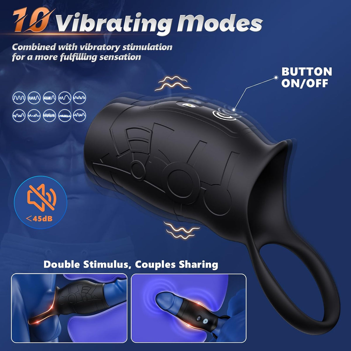 Cockring Penishüllen Vibrator Training-Extender Masturbator mit 10 Vibrationsmodi