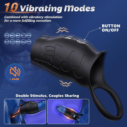 Cockring Penishüllen Vibrator Training-Extender Masturbator mit 10 Vibrationsmodi