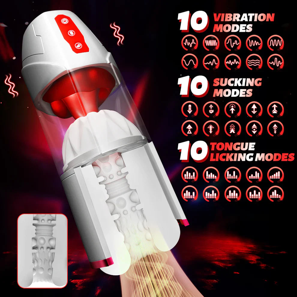Automatischer Masturbator Penisvergrößerer mit 10 Saugstufen & 10 Zungenmassage-Modi