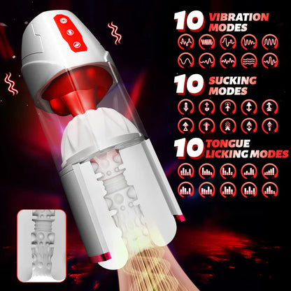 Automatischer Masturbator Penisvergrößerer mit 10 Saugstufen & 10 Zungenmassage-Modi