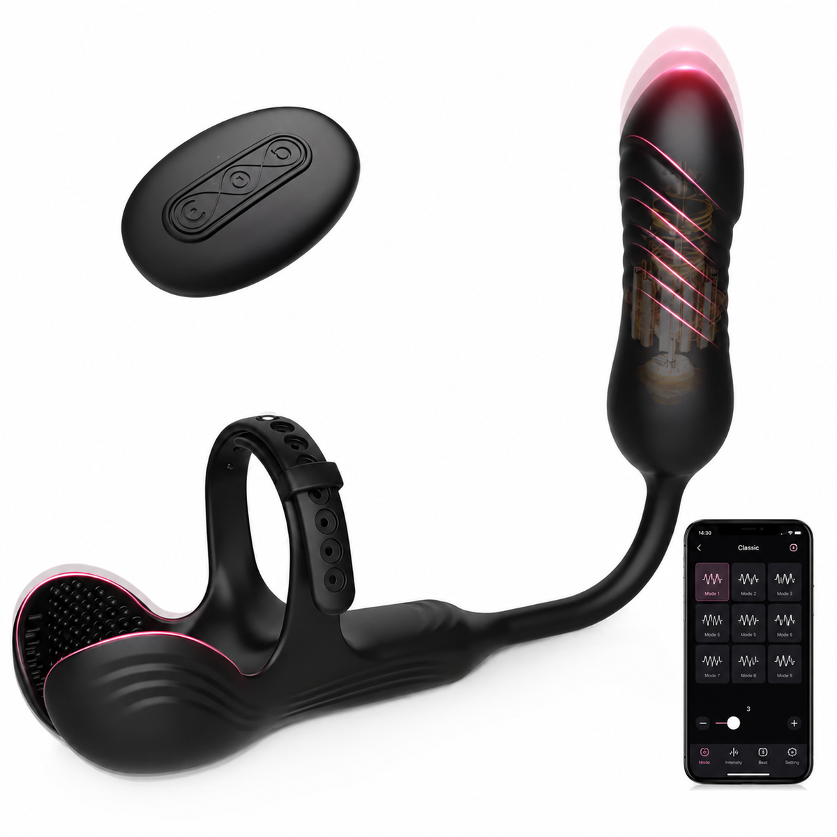 3 IN 1 Prostata Stimulation Cockring Hodenvibrator Anal Toy mit 10 Stoßfunktion & Vibrationen