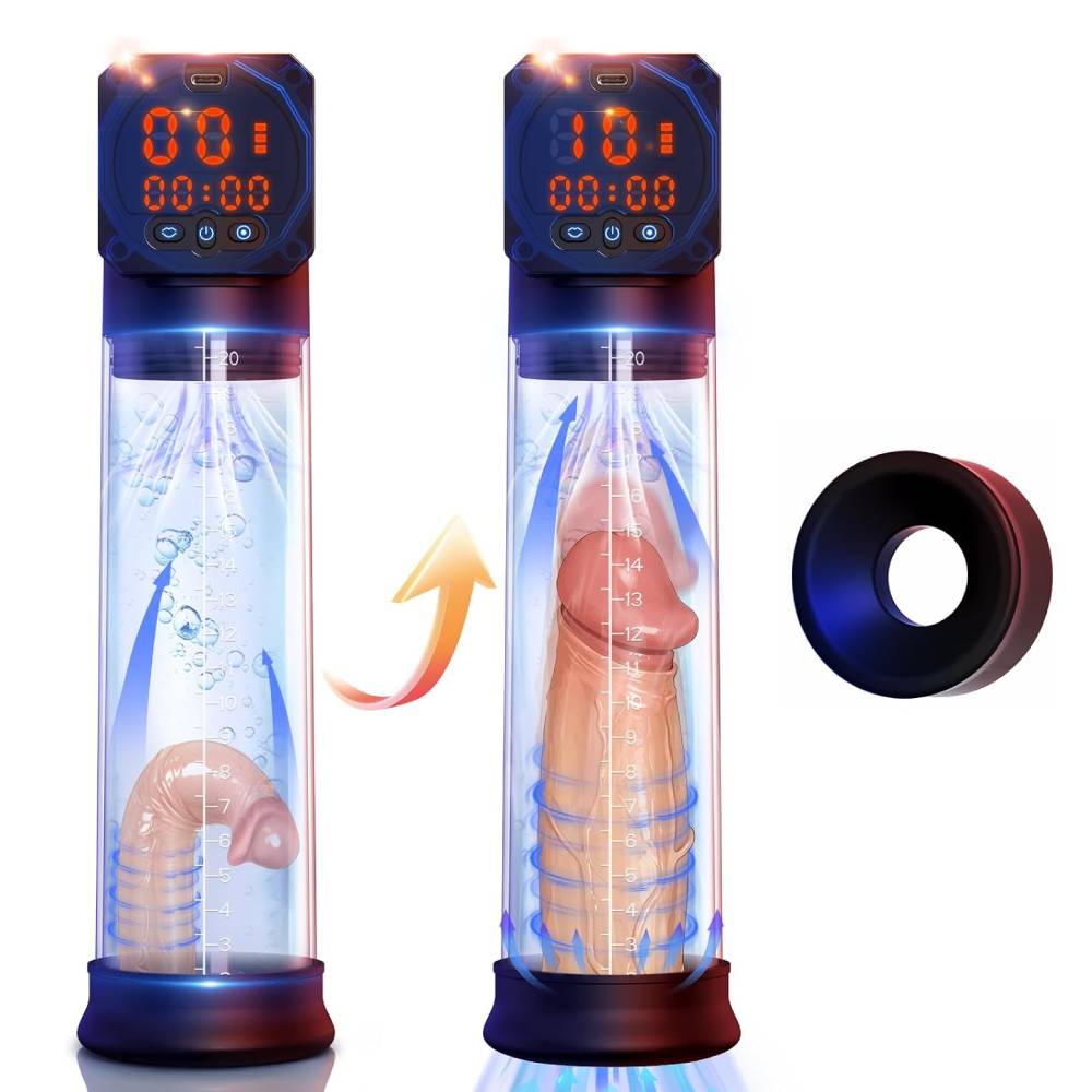 Automatischer Penispumpen Vergrößerer Masturbator mit 10 Saugmodi & 10 Trainingsmodi