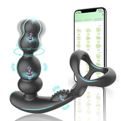 360° Drehbarer Analplug Penisring Prostata-Massagegerät mit 9 Vibrations und 3 Rotationsmodi