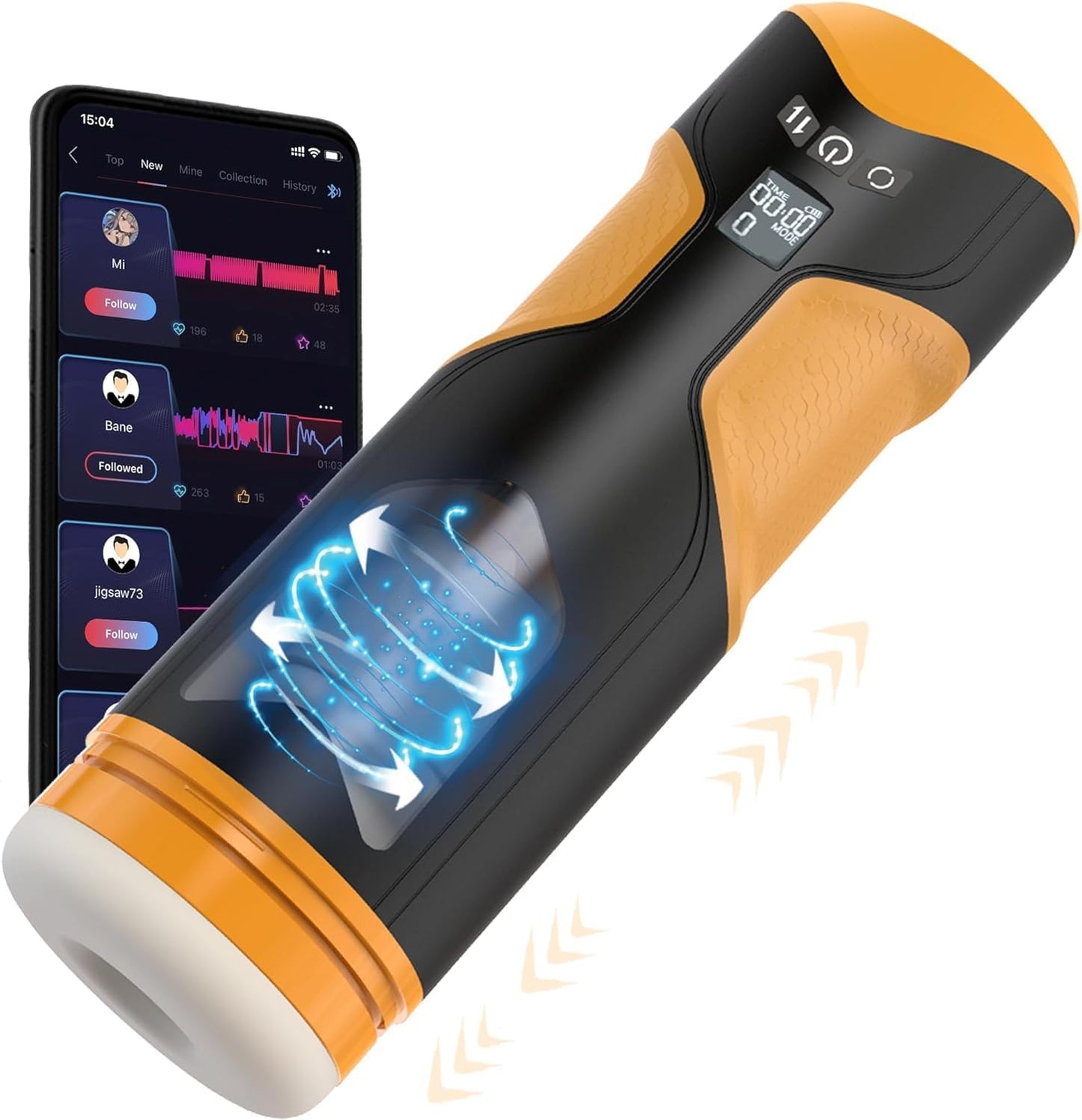 APP-Steuerung Elektrisches Masturbator Penis Stroker mit 8 Modi & Teleskopfunktion & Rotierender