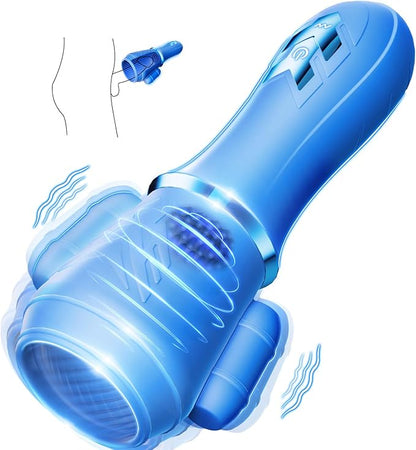 2 IN 1 Penis Trainingsvibrator Integrierter Taschenmuschi mit 10 Vibrationsmodi