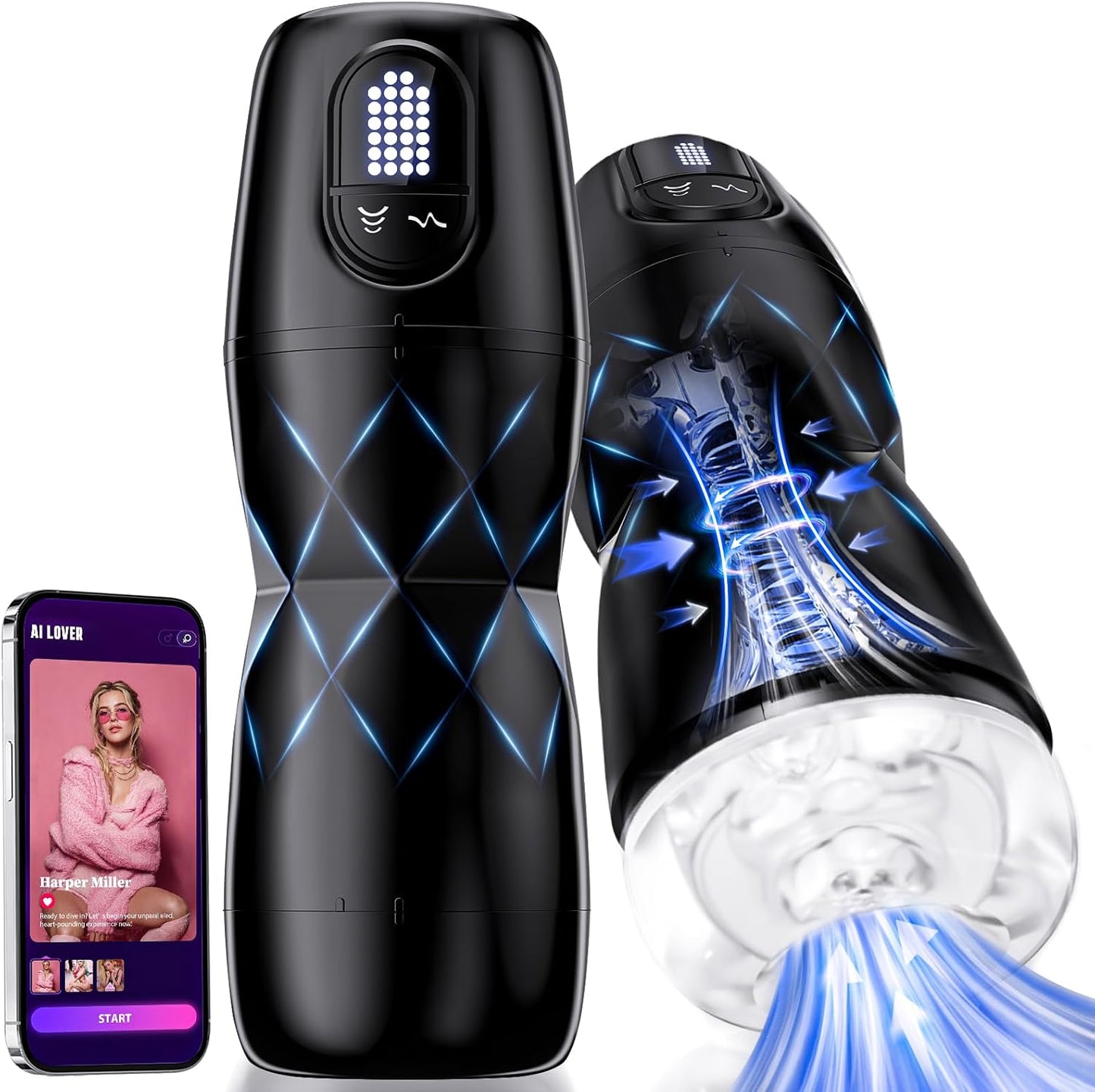 App-gesteuerte Masturbator Vakuumpumpe mit 5 Saug und 9 Vibrationsmodi