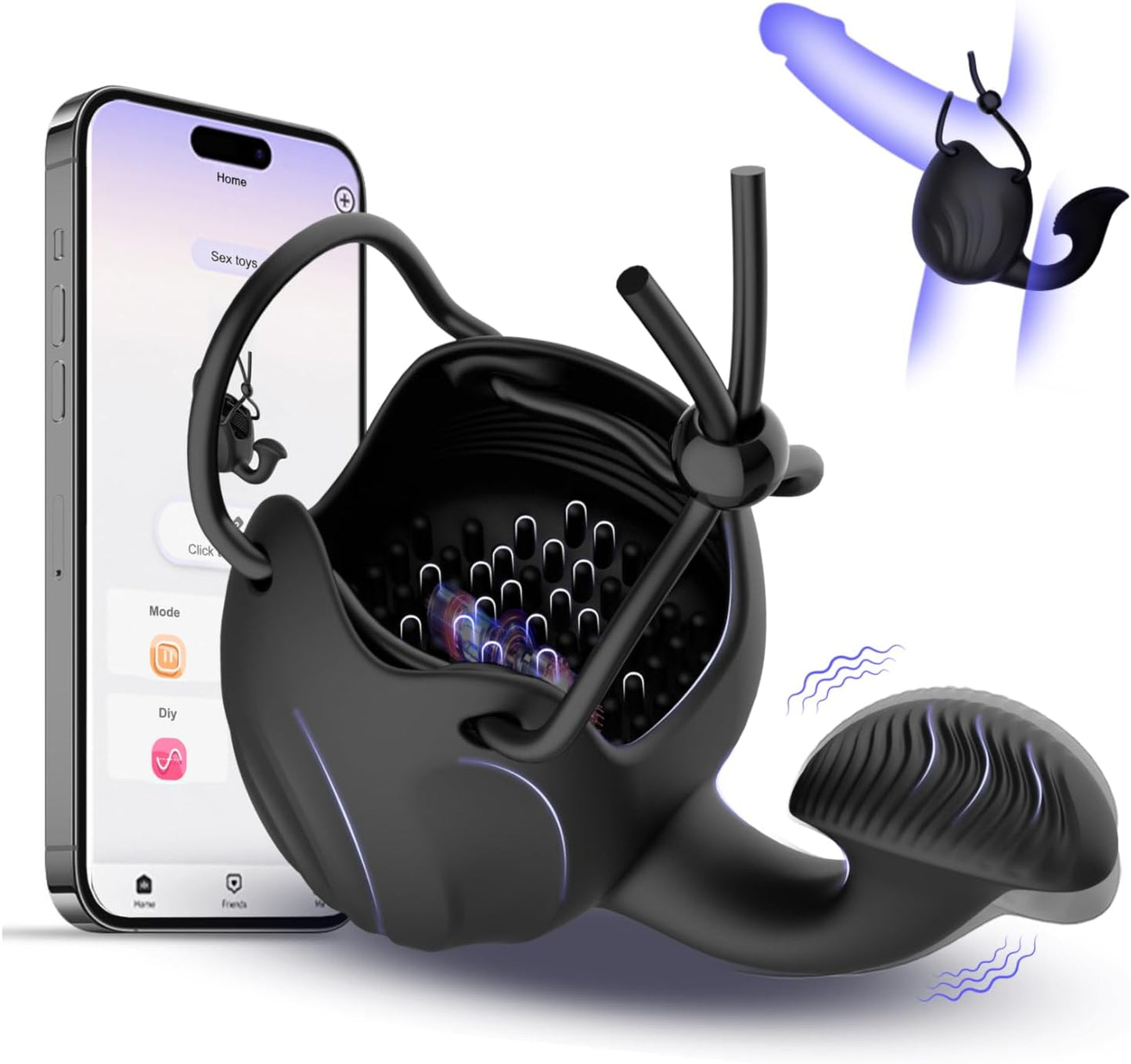 Eicheltrainer Vibrator Penisringe Hodenstimulator Masturbator mit 10 Vibrationsstufen