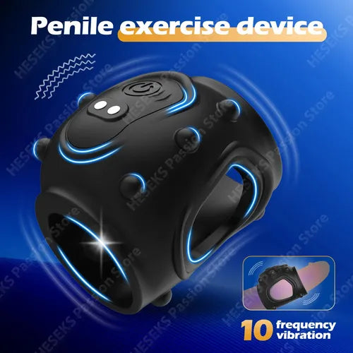 360° Rundum Penishülle Cock Ring Vibrator Glans Trainer with 10 Vibrationsmodi
