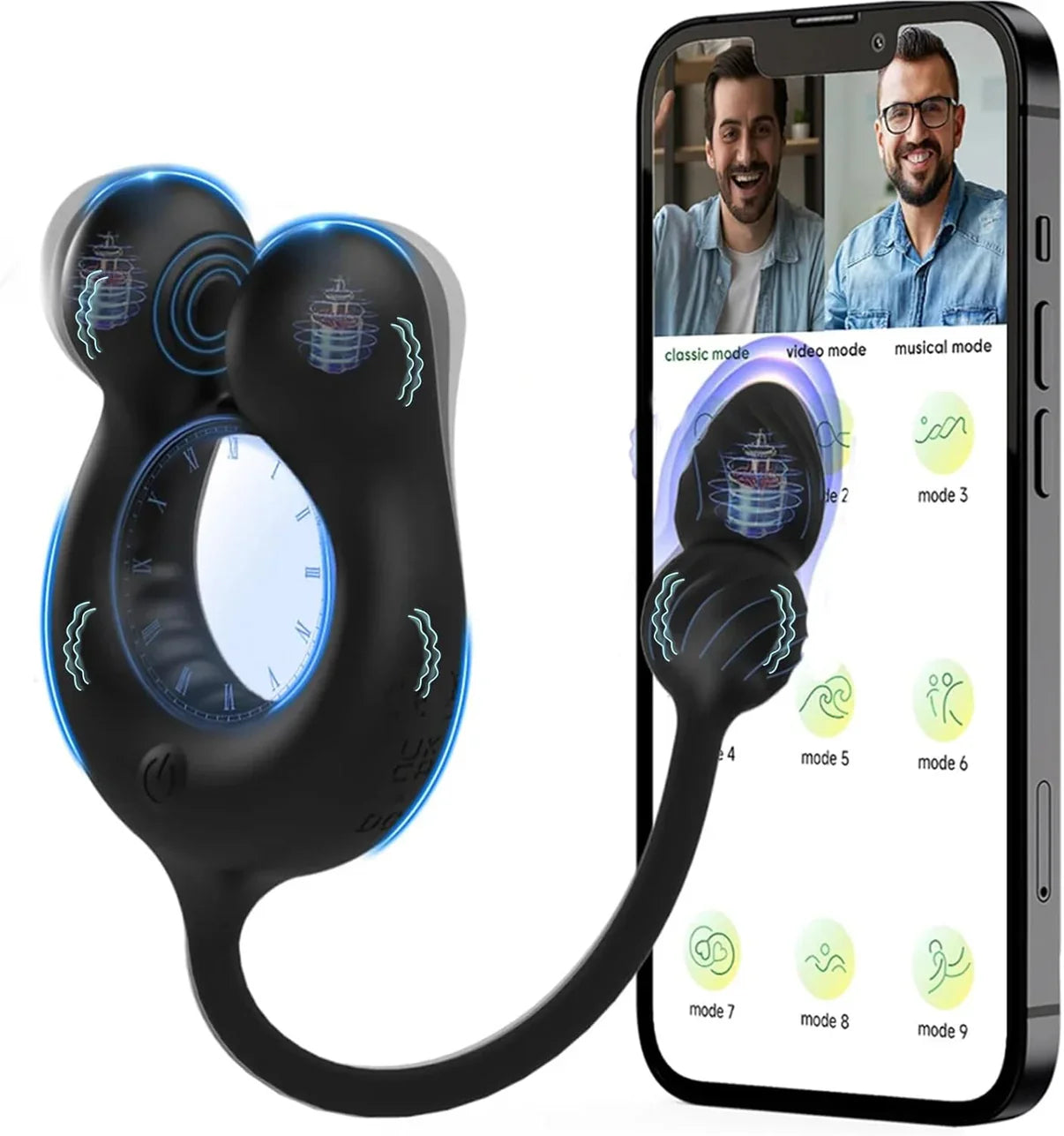 Penisring Butt Plug Penis Massagegerät Trainer mit 10 Vibrationsmodi + 10 Teleskopmodi