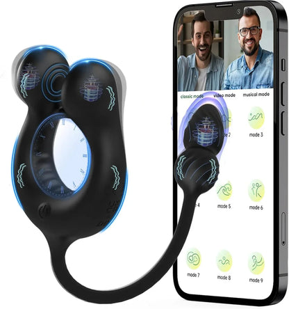 Penisring Butt Plug Penis Massagegerät Trainer mit 10 Vibrationsmodi + 10 Teleskopmodi