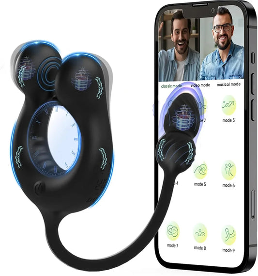 Penisring Butt Plug Penis Massagegerät Trainer mit 10 Vibrationsmodi + 10 Teleskopmodi