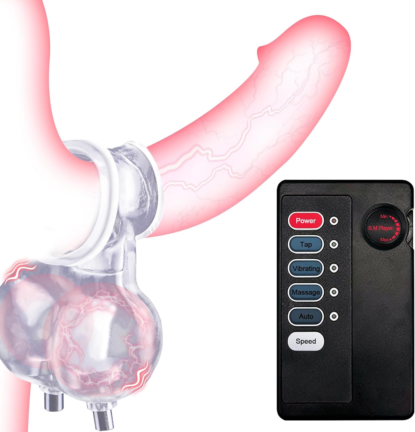 E-Stim Hodenquetscher Keuschheitsgürtel Penistrainer mit Verschiedenen Elektroschock-Modi
