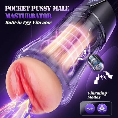 Realistische Masturbator Taschenmuschi Penis Stimulator mit 10 Vibration & 5 Saugmodi