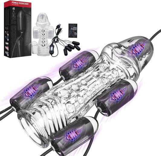 Elektrischer Penis Vibrator Eicheltrainer Masturbator mit 6 Vibratoren & 10 Modi